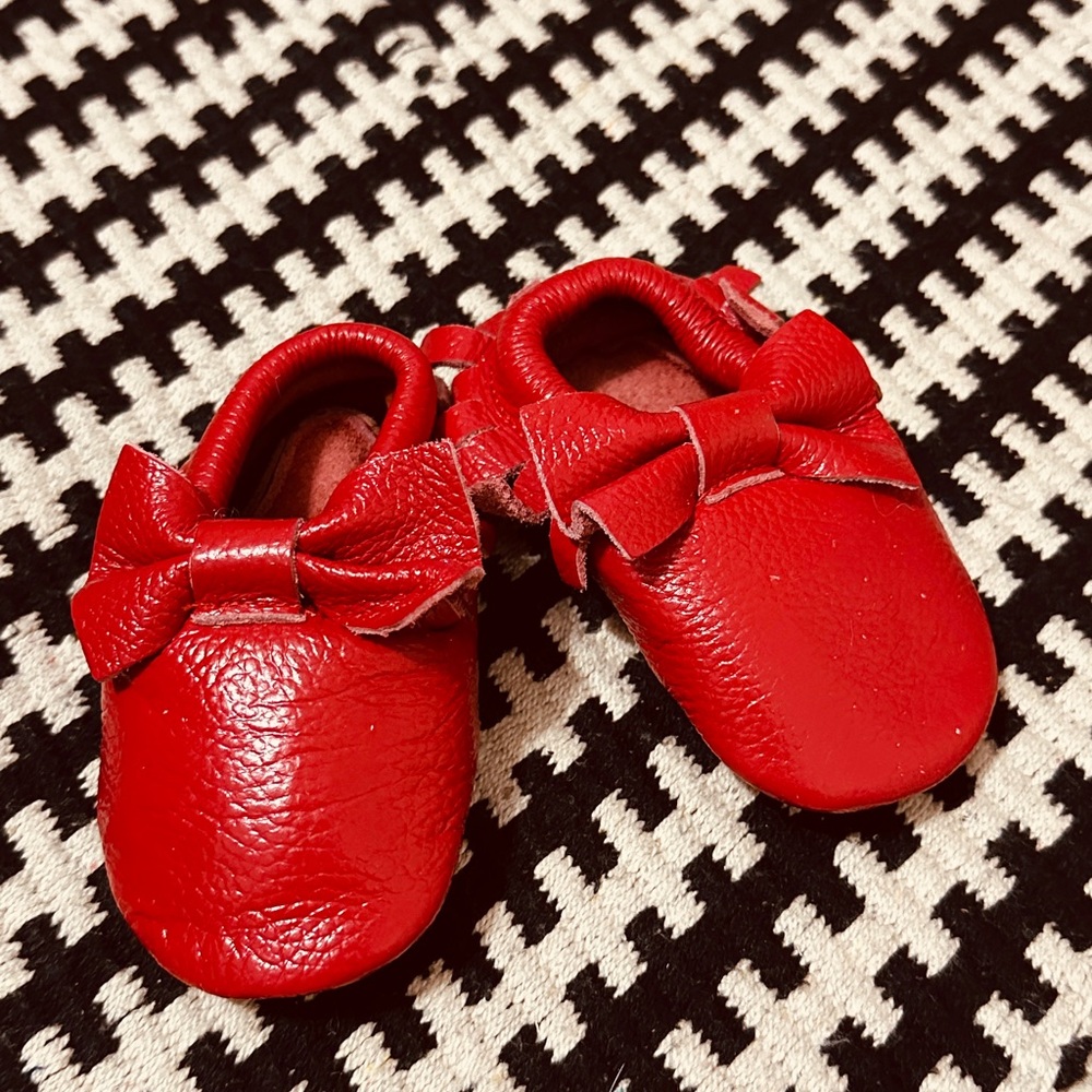 Cute Little Red Genuine Patent Leather Moccasins Size 6-12